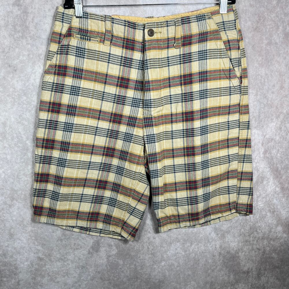 Banana Split Chino Shorts Mens Size 38 Cream‎ Plaid Drawstring Pockets Preppy